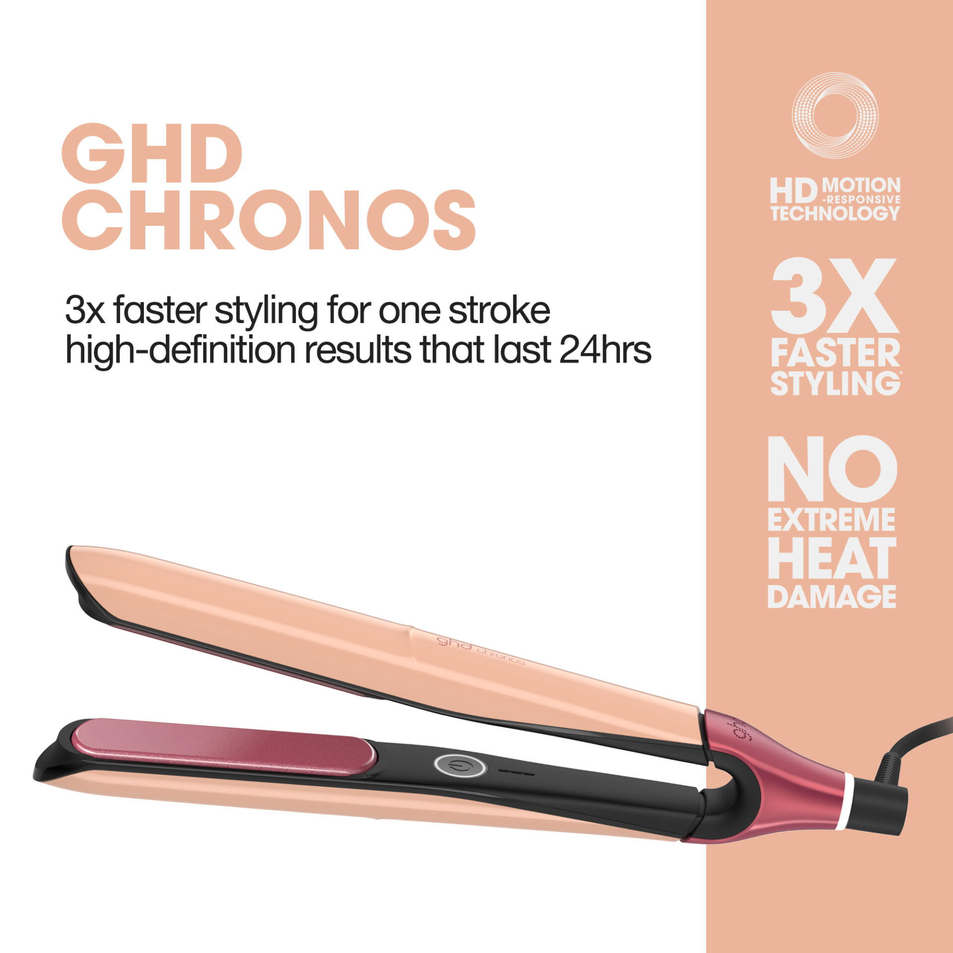 ghd chronos limited edition hair straightener in sun-kissed peach - splush online Ghd Chronos Limited Edition Hair Straightener In Sun-Kissed Peach - Image 2