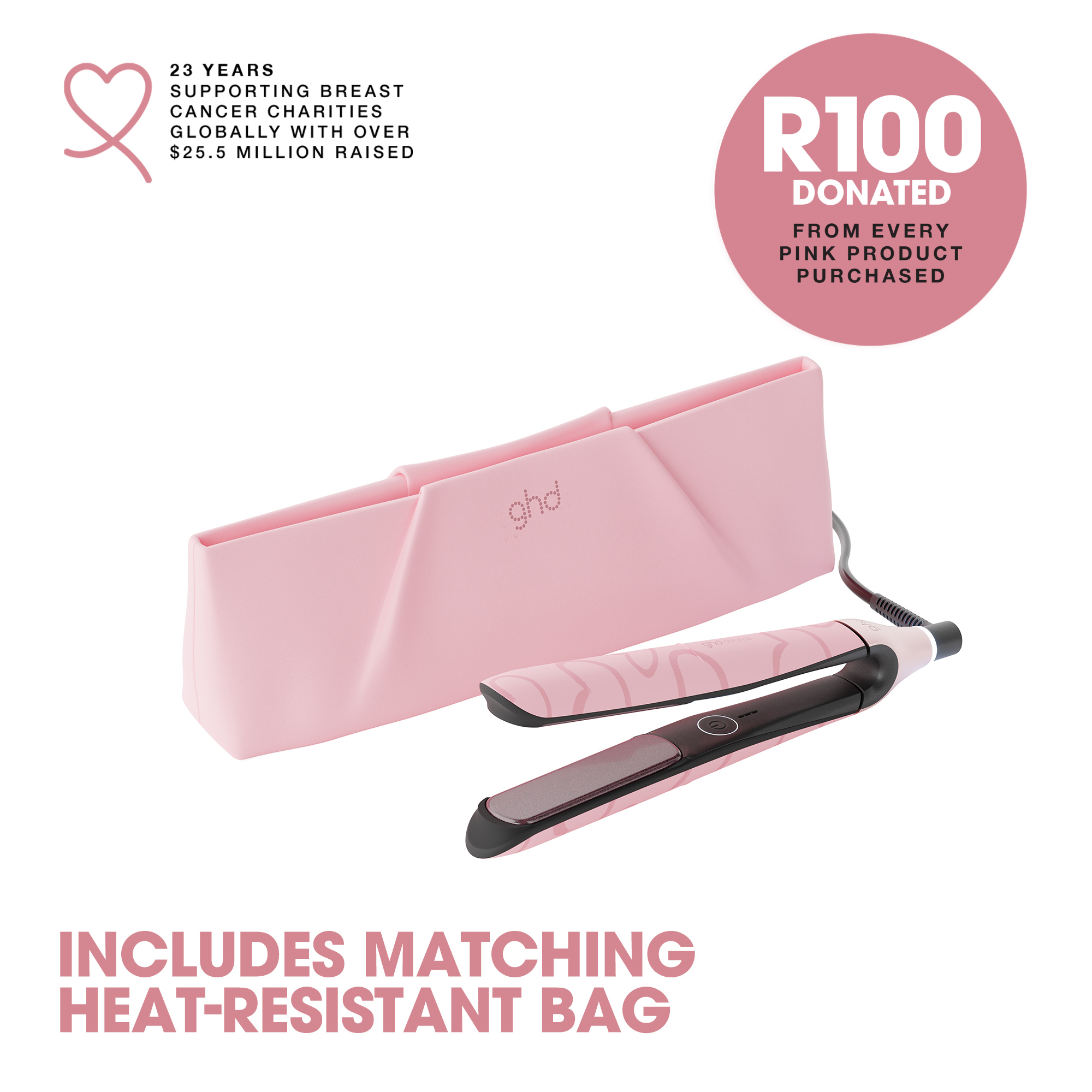 ghd chronos dusted pink - splush online Ghd Chronos Limited Edition Hair Straightener In Dusted Pink With Love - With Matching Heat-Resistant Bag