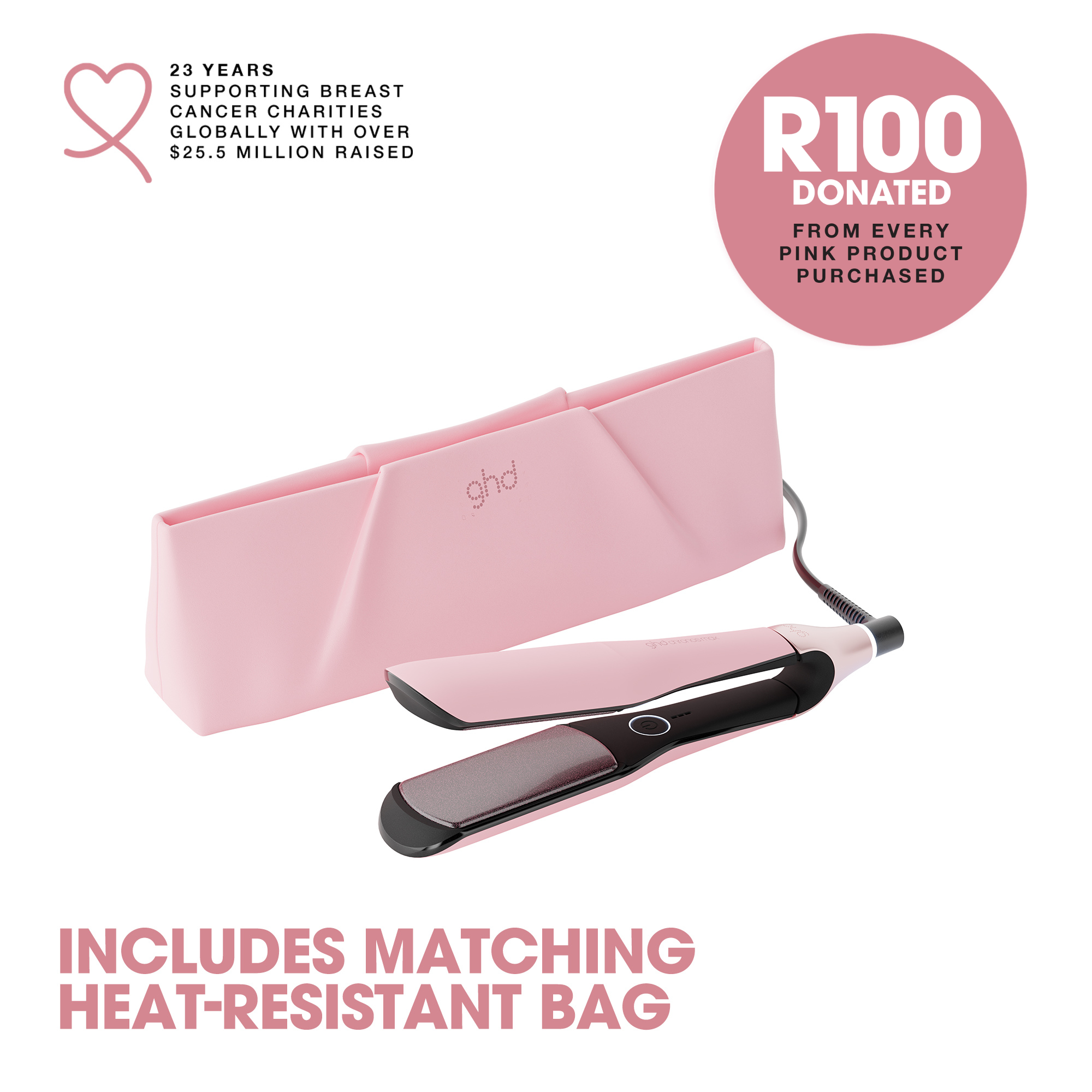 ghd chronos max dusted pink - splush online Ghd Chronos Max Limited Edition Hair Straightener In Dusted Pink - With Matching Heat-Resistant Bag