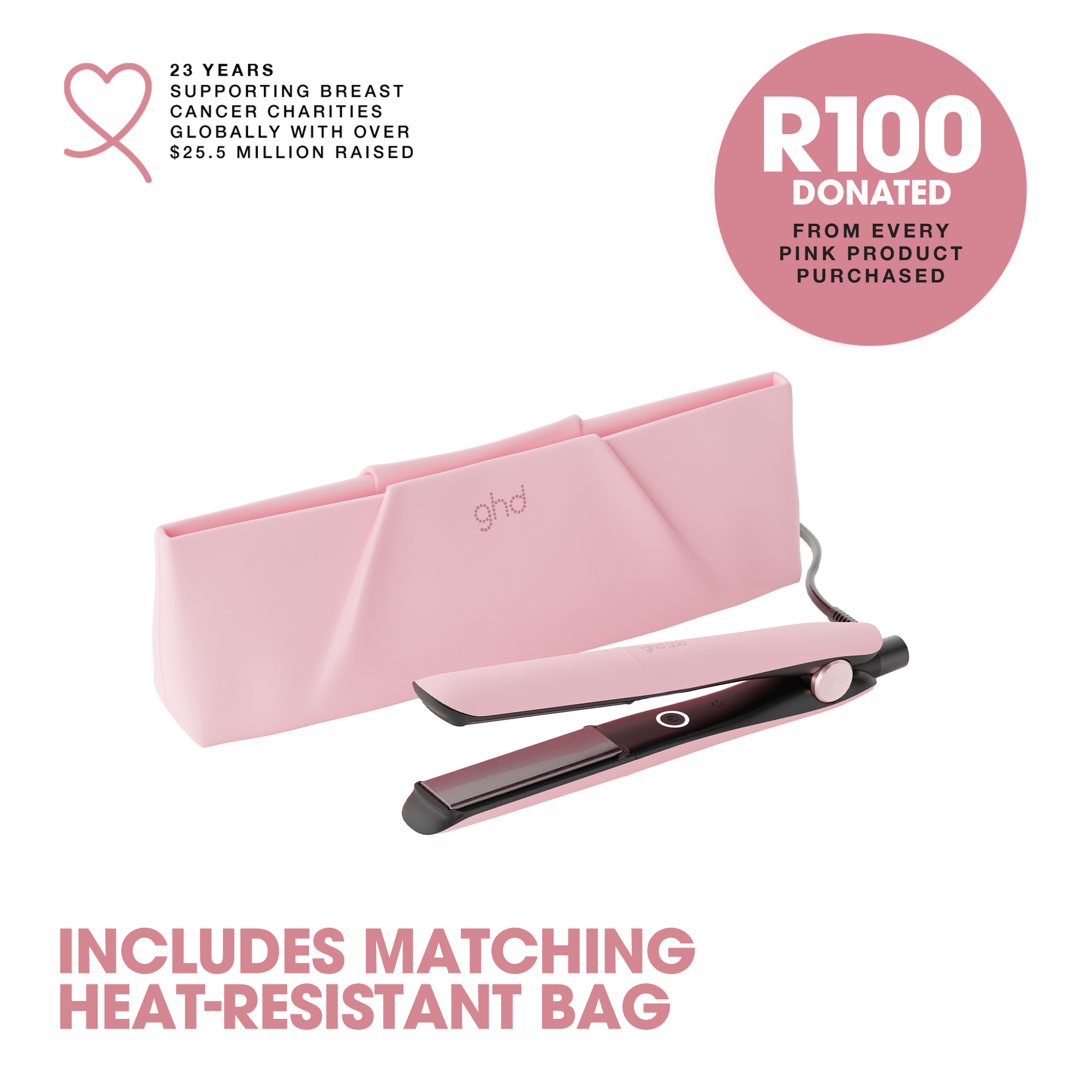 ghd gold dusted pink - splush online Ghd Gold Limited Edition Hair Straightener In Dusted Pink - With Matching Heat-Resistant Bag