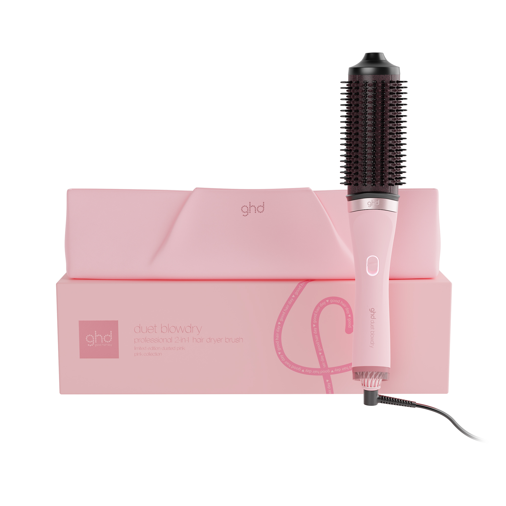 ghd wet to dry duet blowdry dusted pink - splush online Ghd Duet Blowdry Limited Edition Hair Dryer Brush In Dusted Pink With Matching Heat-Resistant Bag &Amp; Mat