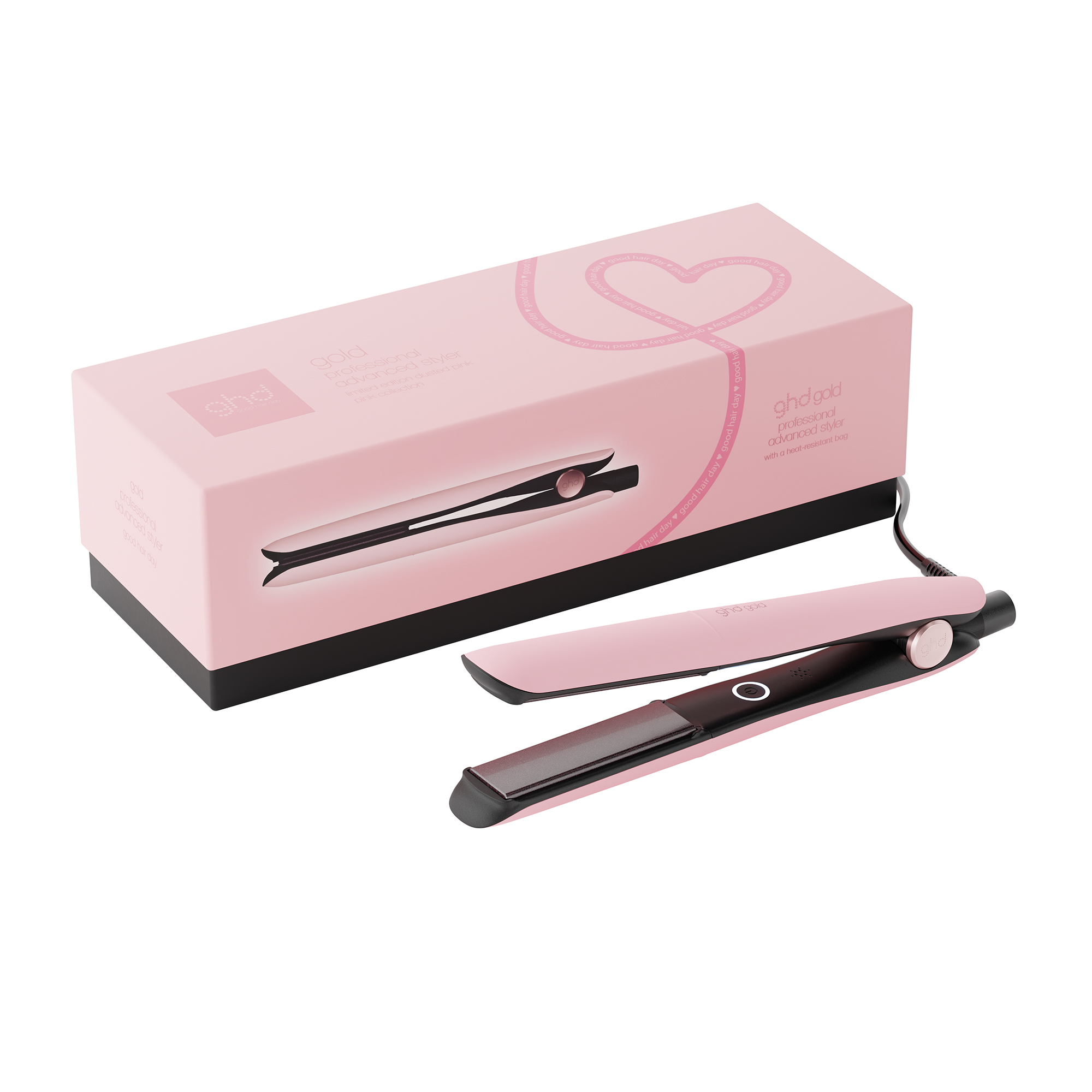 ghd gold dusted pink - splush online Ghd Gold Limited Edition Hair Straightener In Dusted Pink - With Matching Heat-Resistant Bag